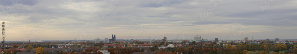 Fototapeta premium Panorama of Magdeburg, Saxony-Anhalt, Germany, in November