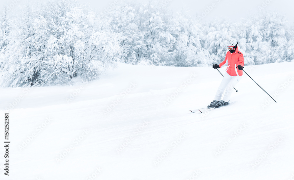 Skier on mountain slope Skier on mountain slope