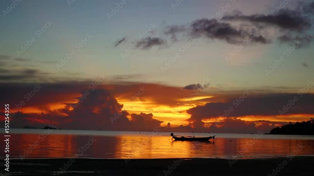 panorama of beautiful sunset by the sea