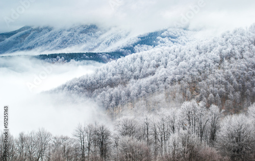 Winter mountain landscape nature background