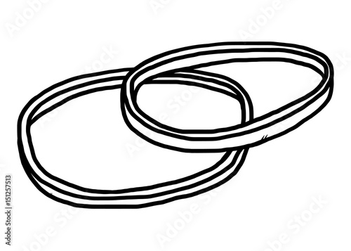 rubber band / cartoon vector and illustration, black and white, hand drawn, sketch style, isolated on white background.