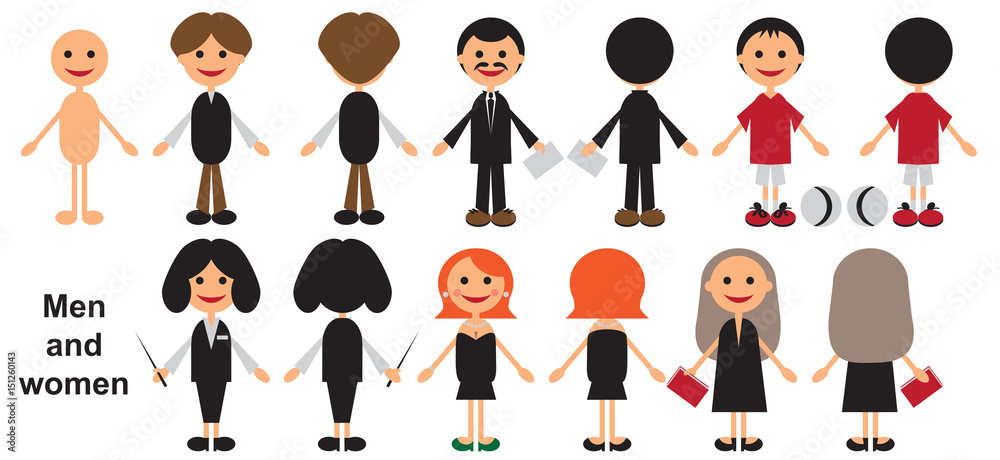 Men and women front and back Men and women front and back