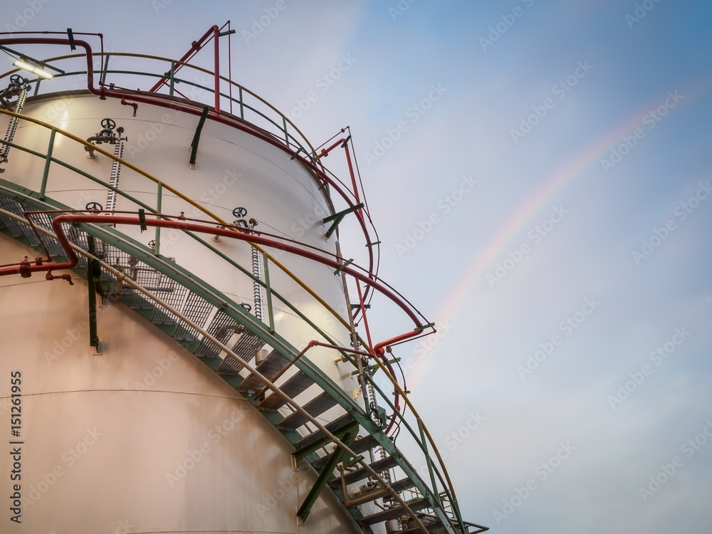 storage tank petrochemical with rainbow background