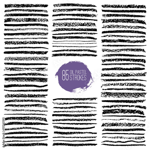 Oil pastel strokes. Design elements for an art drafts. Vector art collection.