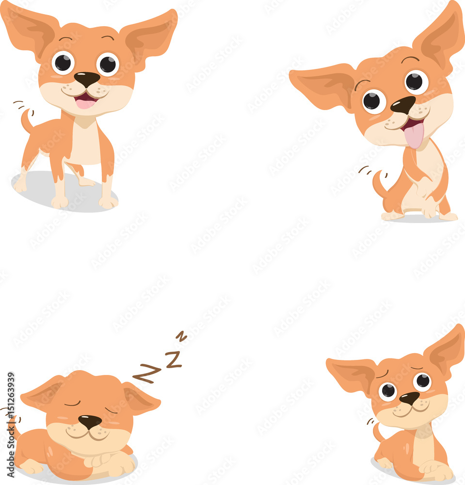 Obraz premium funny cartoon brown chihuahua dog in various pose