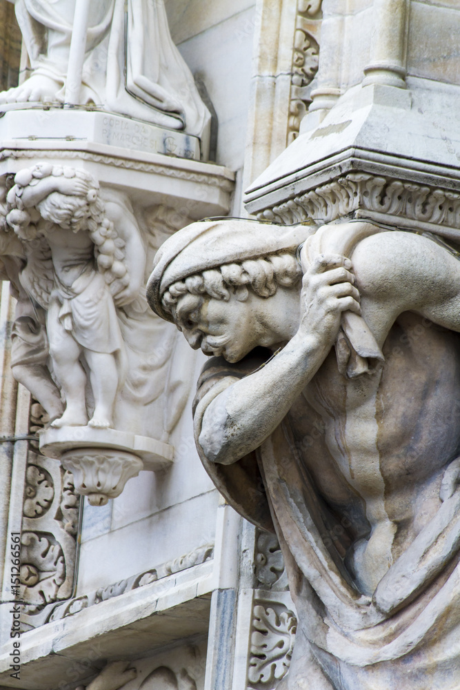 Detail on Milan Cathedral, Italy