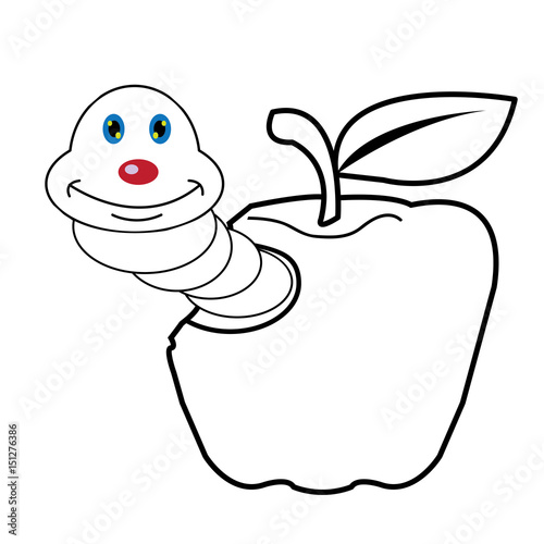 larva worm cartoon  coloring page for toddle
