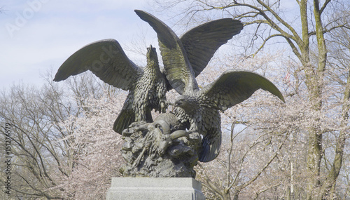 Eagle statue at Central Park Manhattan- MANHATTAN / NEW YORK - APRIL 1, 2017