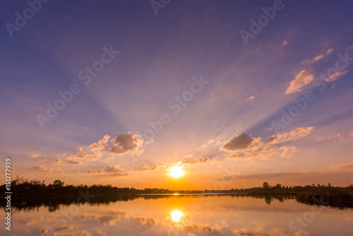 sun on sunset sky background