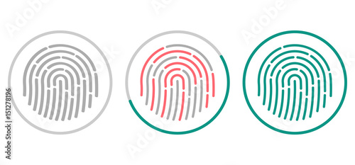 Fingerprint scanning icons isolated on white background. Biometric authorization symbol. Vector illustration.