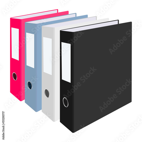 Blank closed office binders set isolated on white background. Vector illustration.