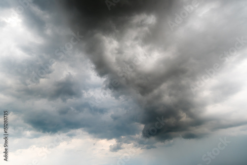 black sky Background of dark clouds before a thunder. sunlight through very dark clouds background of dark storm clouds