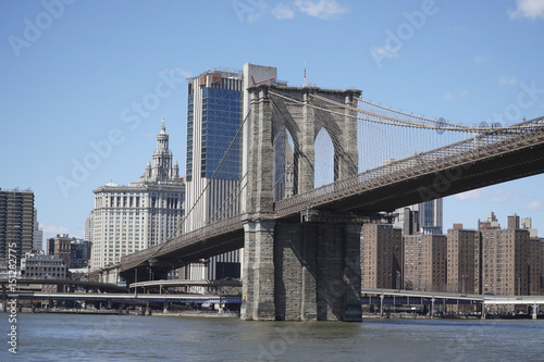 Brooklyn Bridge New York - a famous landmark- MANHATTAN / NEW YORK - APRIL 1, 2017