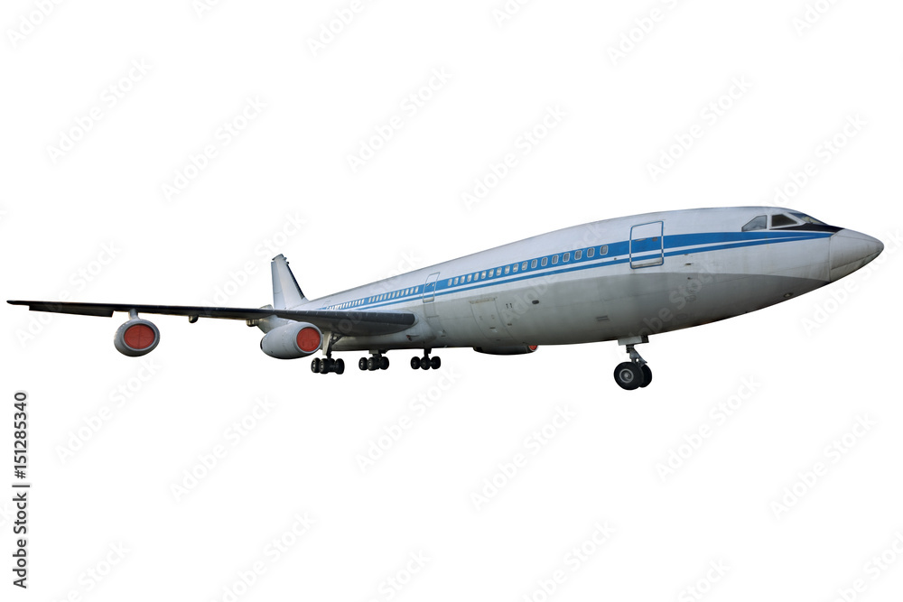 Passenger airplane. Plane isolated on white background.  passenger airplane in flight. nobody