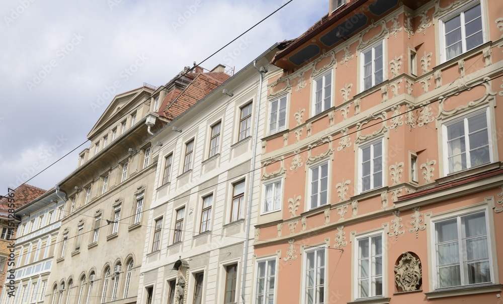 Fototapeta premium Buildings at the main street in Graz, Austria