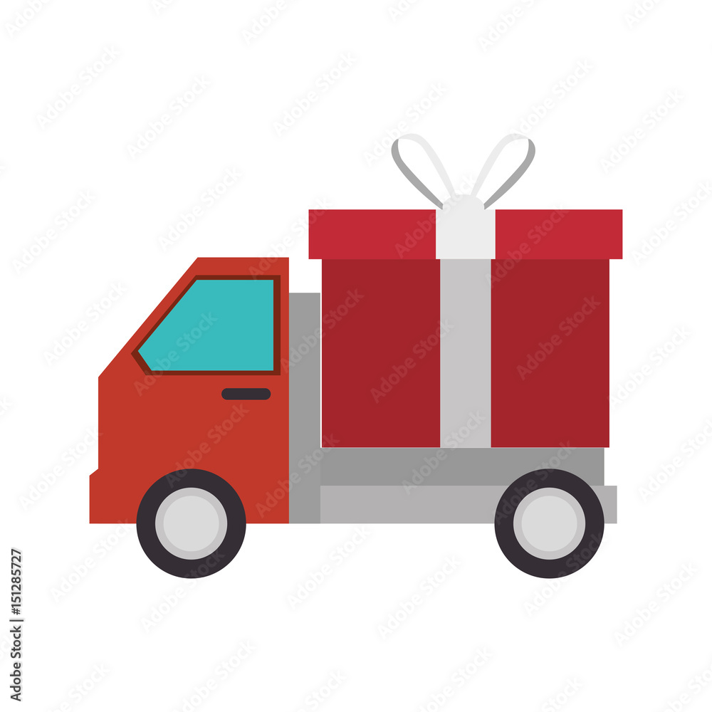 delivery truck with gift isolated icon vector illustration design delivery truck with gift isolated icon vector illustration design