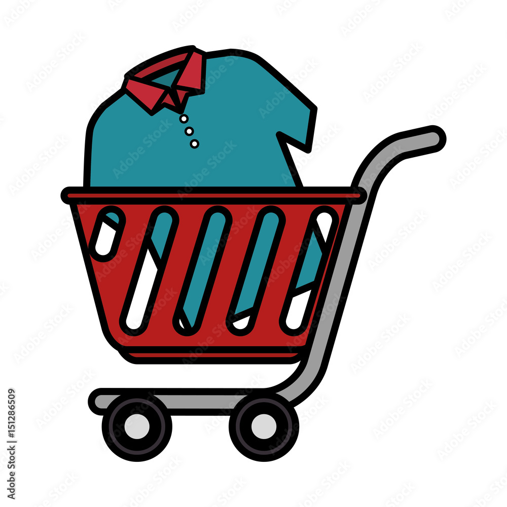 cart shopping with shirt isolated icon vector illustration design cart shopping with shirt isolated icon vector illustration design