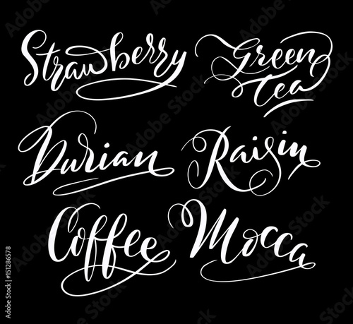 Coffee and raisin hand written typography. Good use for logotype, symbol, cover label, product, brand, poster title or any graphic design you want. Easy to use or change color 