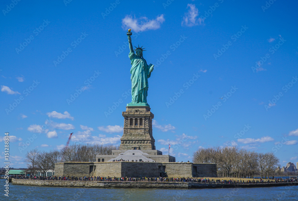 The Statue of Liberty in New York- MANHATTAN / NEW YORK - APRIL 1, 2017
