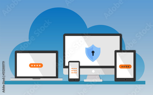 Computer security. Flat illustration concept.