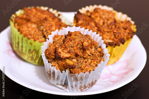 Fresh homemade muffins with oatmeal