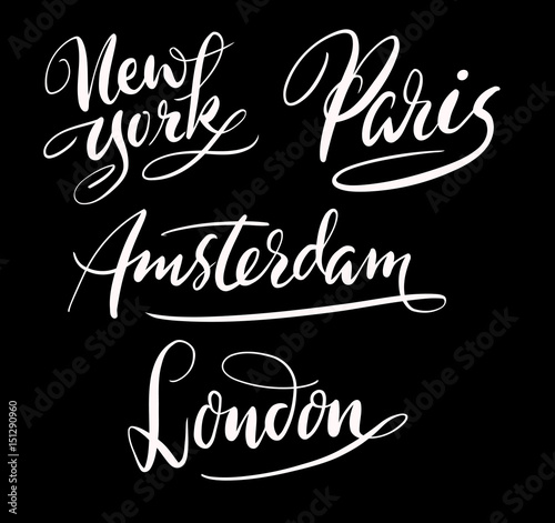 New York and Paris hand written typography. Good use for logotype, symbol, cover label, product, brand, poster title or any graphic design you want. Easy to use or change color