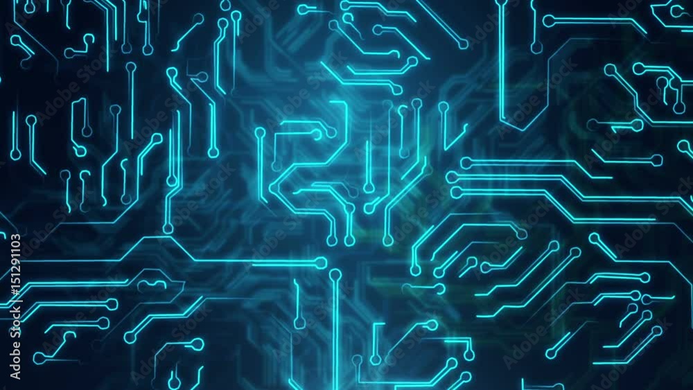 Abstract blue electronic circuits