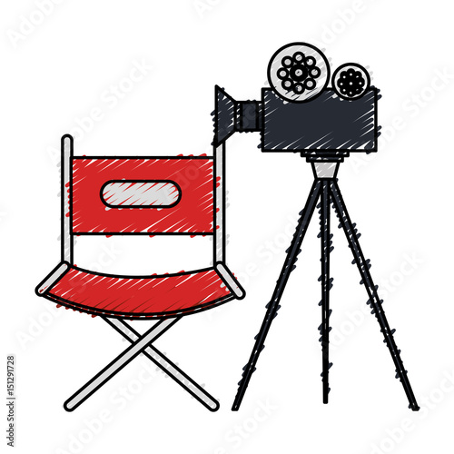 video camera cinema with director chair vector illustration design photo