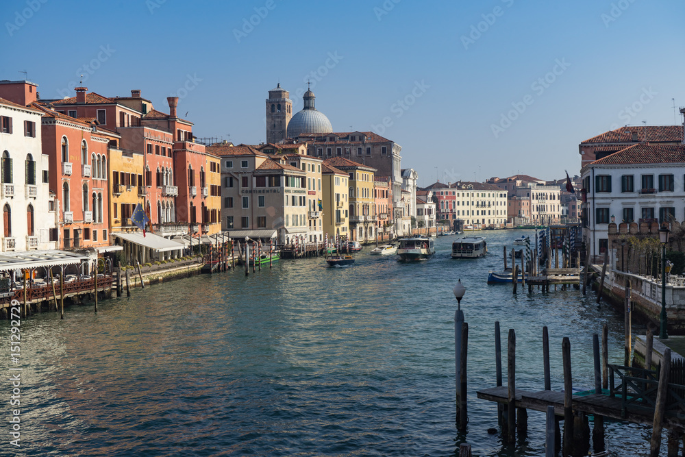 Sunny cityscape of Venice Canal Grande, Italy