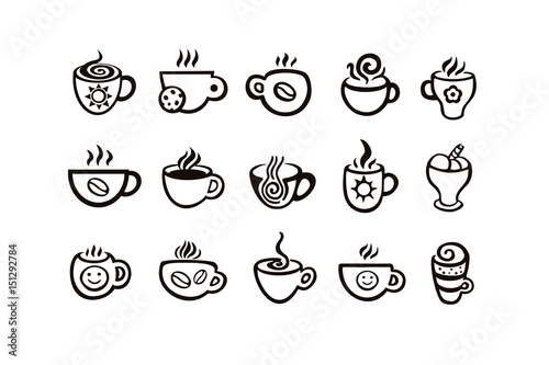 Coffee cup set. Tea cup. Vector icon collection.