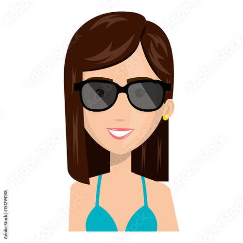 beautiful and young woman with sunglasses vector illustration design