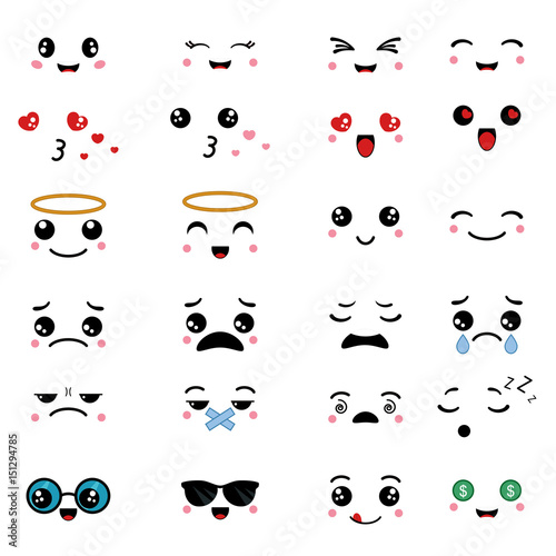 Cartoon faces expressions.