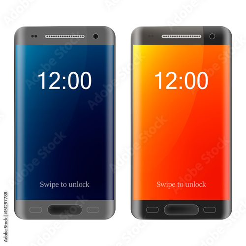 Modern frameless realistic smartphone on a white background. Vector illustration.