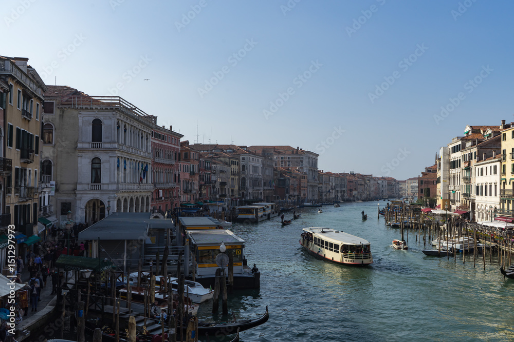  Sunny view over Canal Grande from Rialto Bridge, Venice, Italy