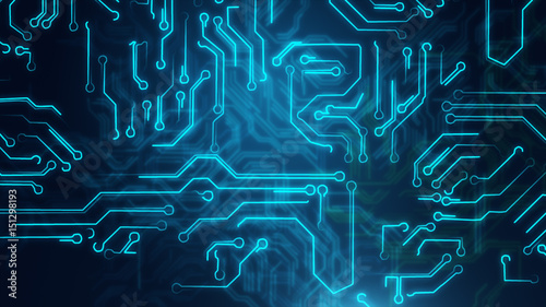 Εκτύπωση καμβά Blue abstract background with high tech circuit board
