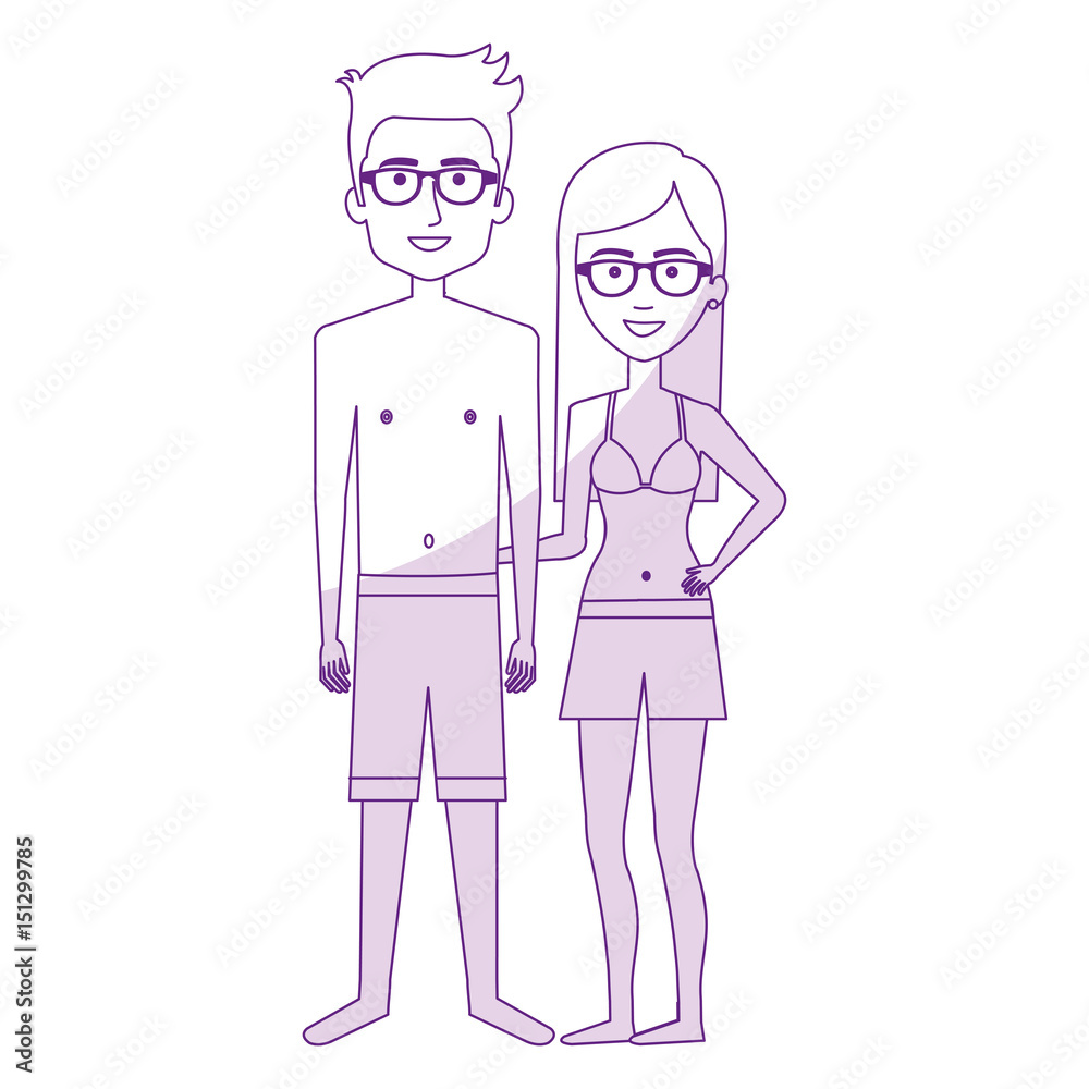 couple in swimsuit character vector illustration design couple in swimsuit character vector illustration design