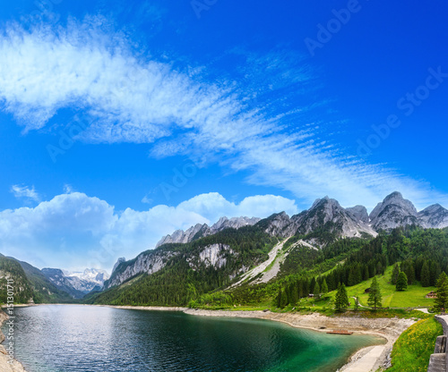 Alpine summer lake panorama.