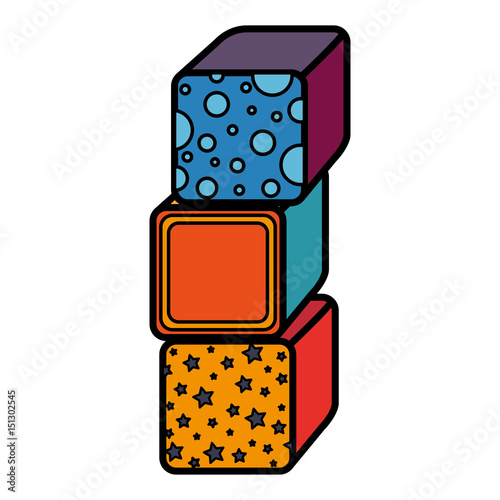 cubes blocks toy icon vector illustration design