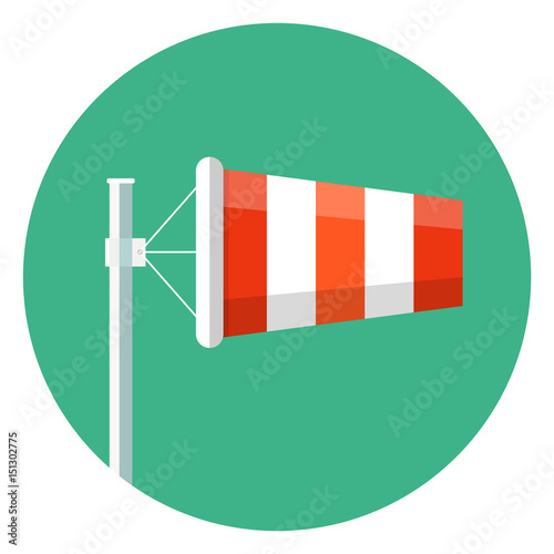 Airport windsock icon.Wind Sock Flat Icon Vector