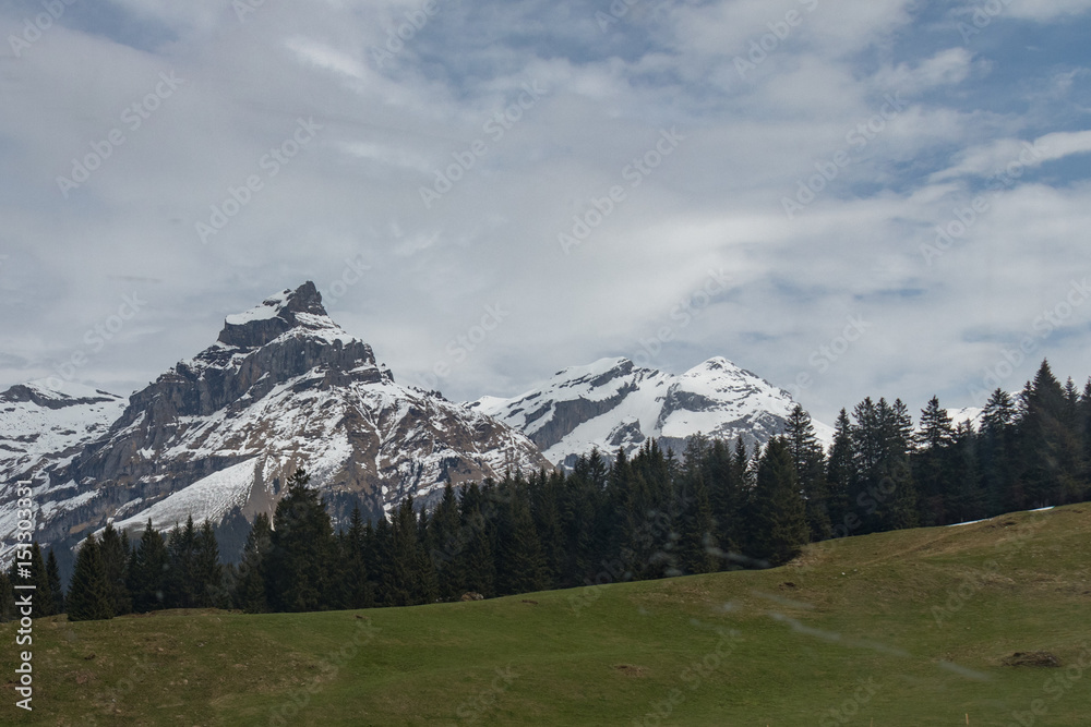 Snowcapped Swiss Alps Titleis Mountain Range View