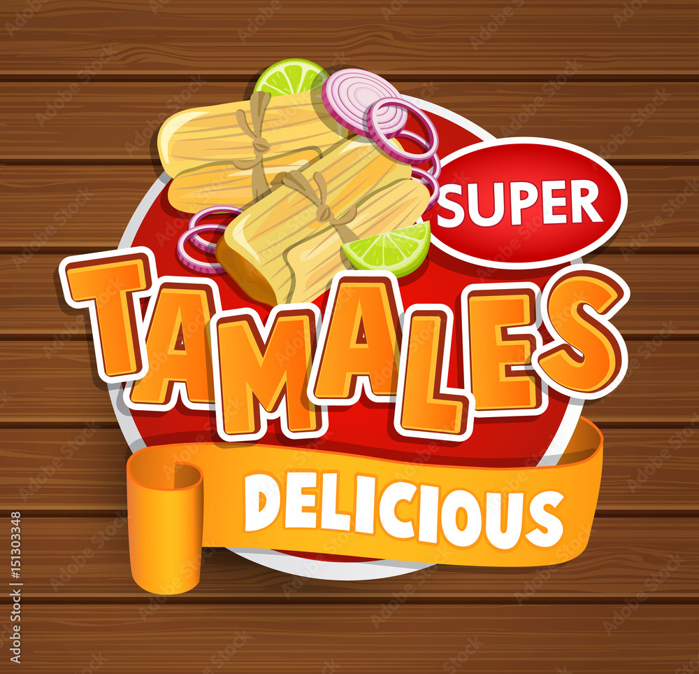 Tamales delicious logo, symbol, sticker. vector de Stock | Adobe Stock