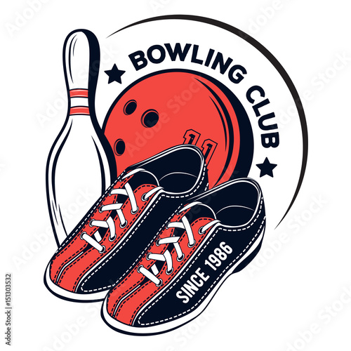 Vector bowling club logo for print, design, internet on white background