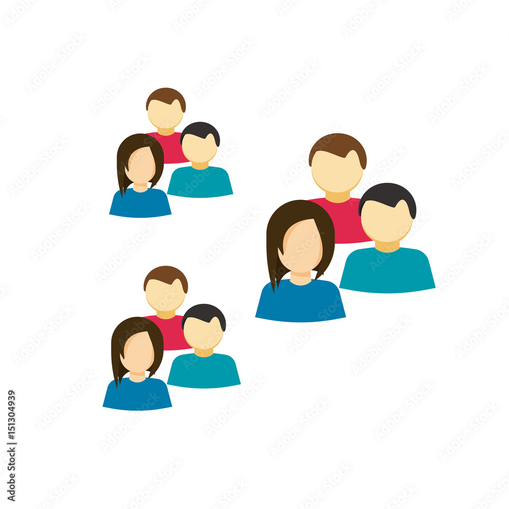 People icon vector, flat cartoon style group of people, idea of team,  social members, crowd, lots of persons Stock Vector | Adobe Stock