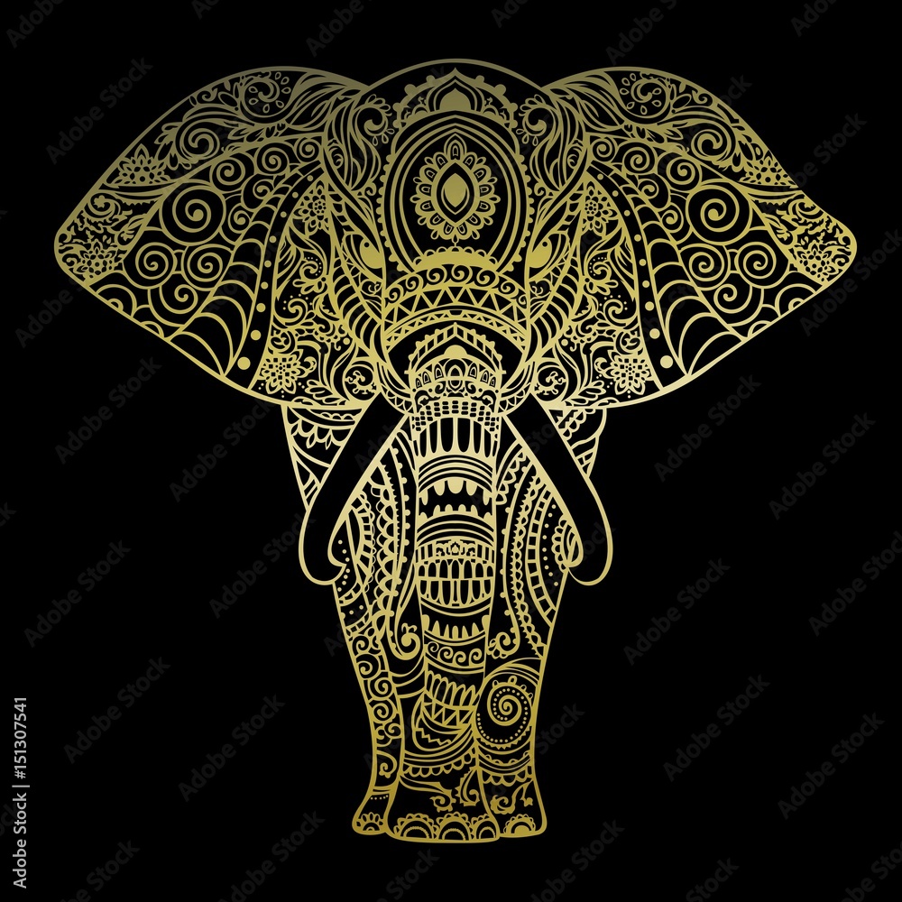 Naklejka premium Indischer Elefant in Gold