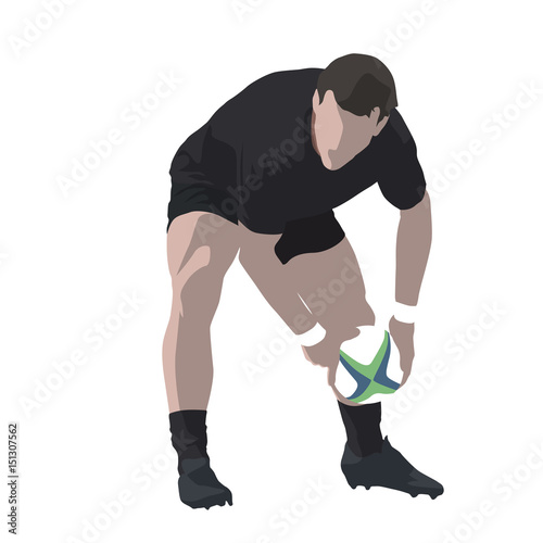 Rugby player passing ball, abstract vector illustration