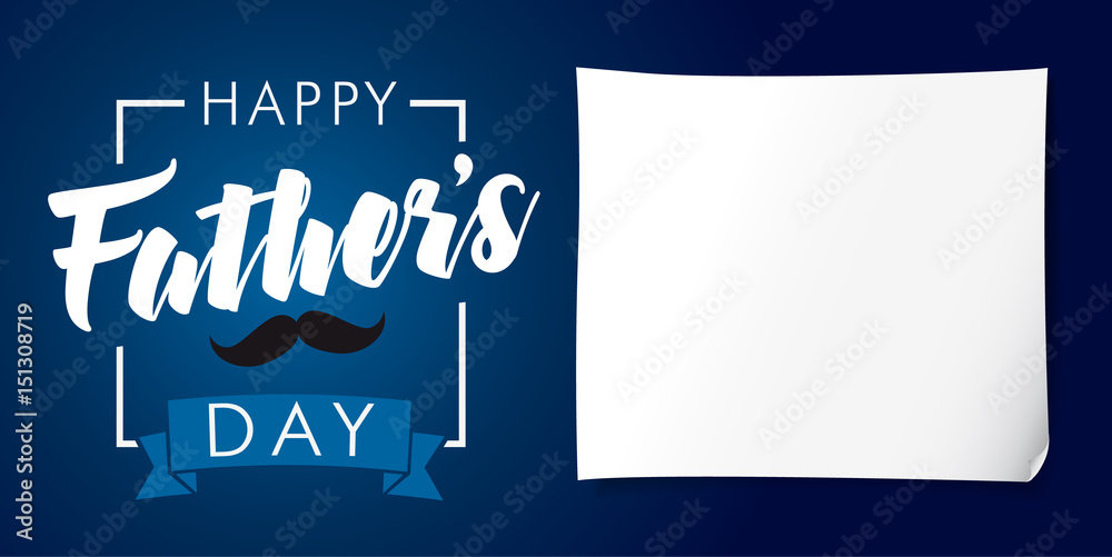 Happy Fathers Day lettering banner dark blue. Happy father`s day vector ...