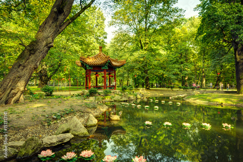 Chinese garden at Lazienki Park - Warsaw, Poland