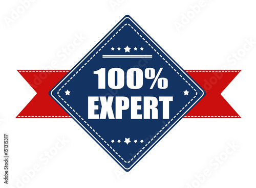 100% expert label with ribbon