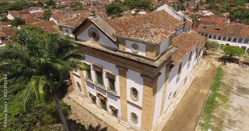 Aerial View of Church Matriz Nossa Senhora do Remedios in Paraty, Rio de Janeiro, Brazil	