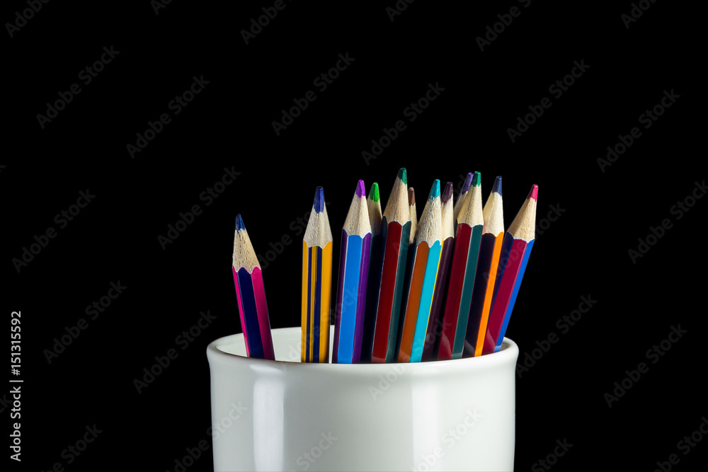 Colored pencils are visible glass Colored pencils are visible glass